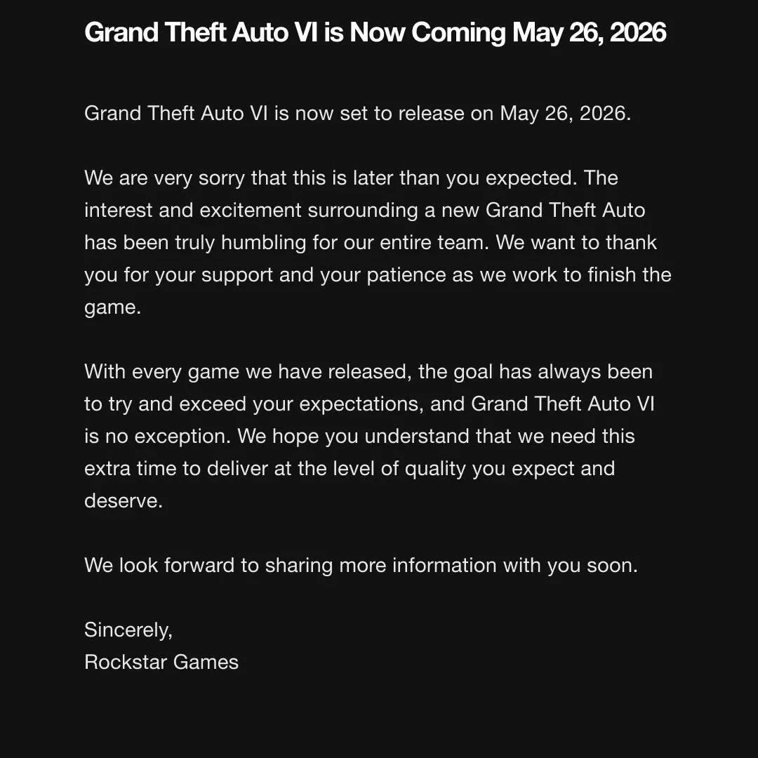 GTA 6 release uitgesteld